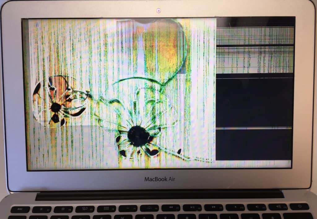 MacBook with cracked LCD